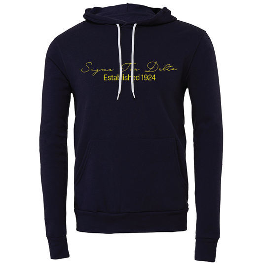 Sigma Tau Delta Embroidered Scripted Name Hooded Sweatshirts