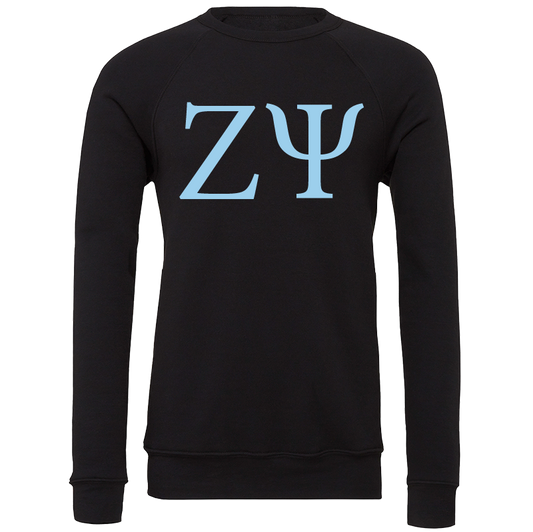 Zeta Psi Embroidered Lettered Crewneck Sweatshirts