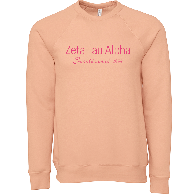 Zeta Tau Alpha Embroidered Printed Name Crewneck Sweatshirts