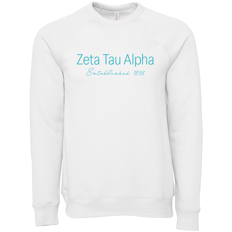 Zeta Tau Alpha Embroidered Printed Name Crewneck Sweatshirts