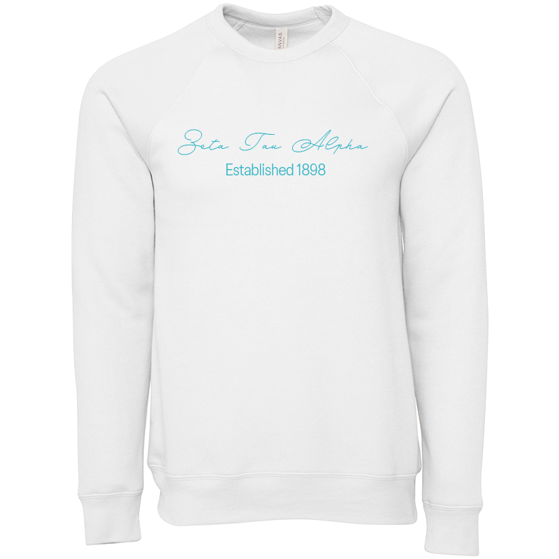 Zeta Tau Alpha Embroidered Scripted Name Crewneck Sweatshirts
