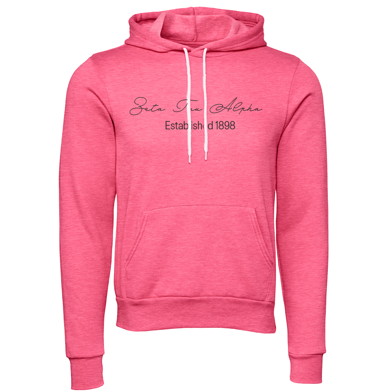 Zeta Tau Alpha Embroidered Scripted Name Hooded Sweatshirts