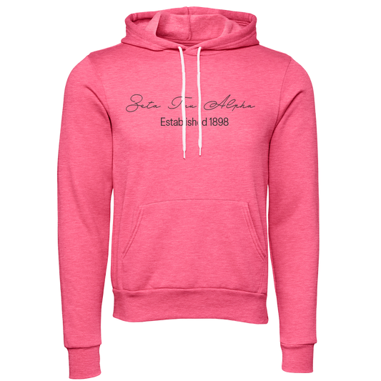 Zeta Tau Alpha Embroidered Scripted Name Hooded Sweatshirts