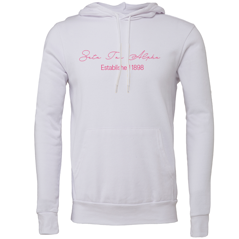 Zeta Tau Alpha Embroidered Scripted Name Hooded Sweatshirts