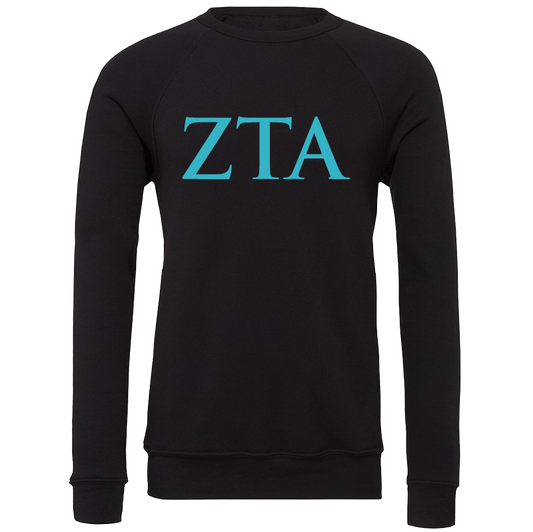 Zeta Tau Alpha Lettered Crewneck Sweatshirts