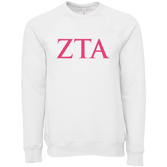Zeta Tau Alpha Embroidered Lettered Crewneck Sweatshirts