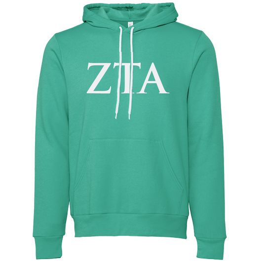 Zeta Tau Alpha Embroidered Lettered Hooded Sweatshirts
