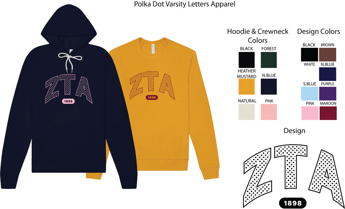 Zeta Tau Alpha Varsity Polka Dot Hoodie