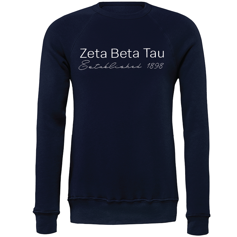 Zeta Beta Tau Embroidered Printed Name Crewneck Sweatshirts