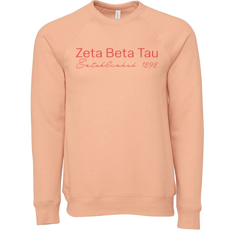Zeta Beta Tau Embroidered Printed Name Crewneck Sweatshirts