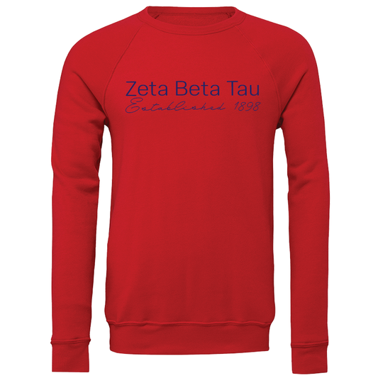 Zeta Beta Tau Embroidered Printed Name Crewneck Sweatshirts