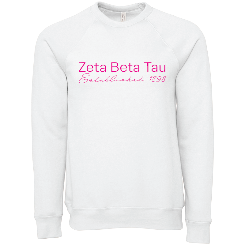 Zeta Beta Tau Embroidered Printed Name Crewneck Sweatshirts