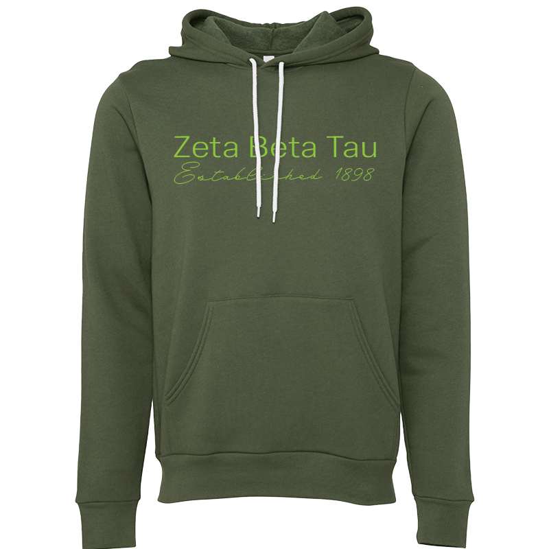Zeta Beta Tau Embroidered Printed Name Hooded Sweatshirts