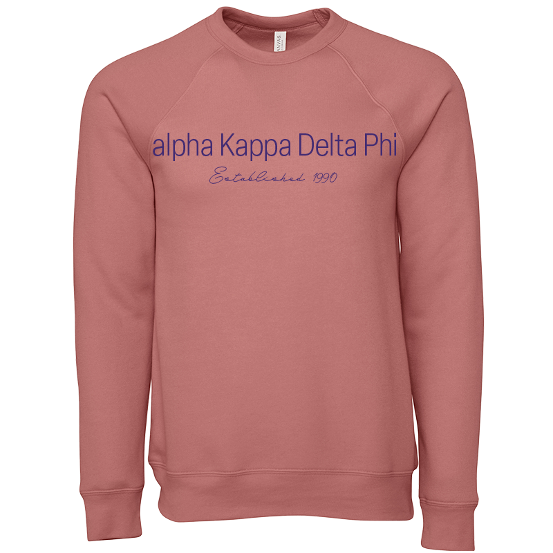 alpha Kappa Delta Phi Embroidered Printed Name Crewneck Sweatshirts