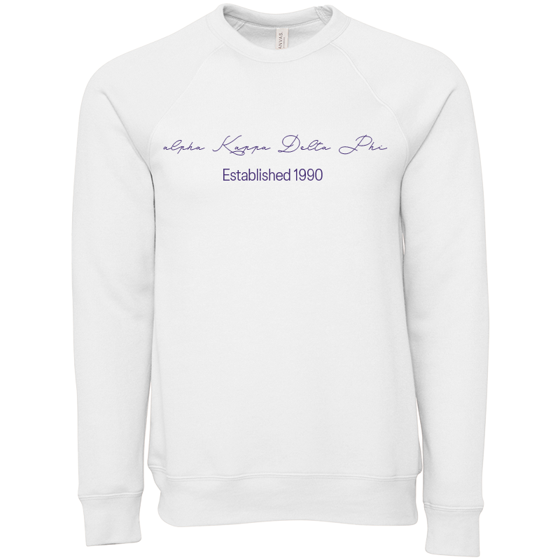 alpha Kappa Delta Phi Embroidered Scripted Name Crewneck Sweatshirts