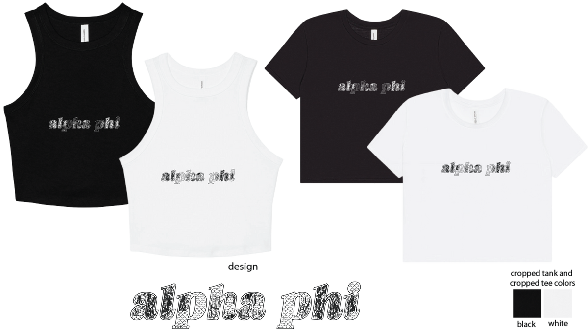 Alpha Phi Lace Print Cropped Tank