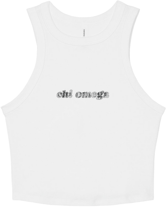 Chi Omega Lace Print Cropped Tank