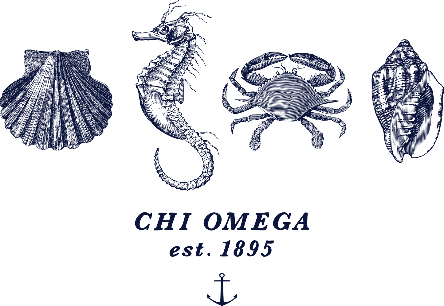 Chi Omega Nautical Graphic T-Shirts