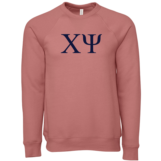 Chi Psi Embroidered Lettered Crewneck Sweatshirts