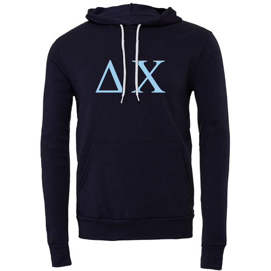 Delta Chi Embroidered Lettered Hooded Sweatshirts