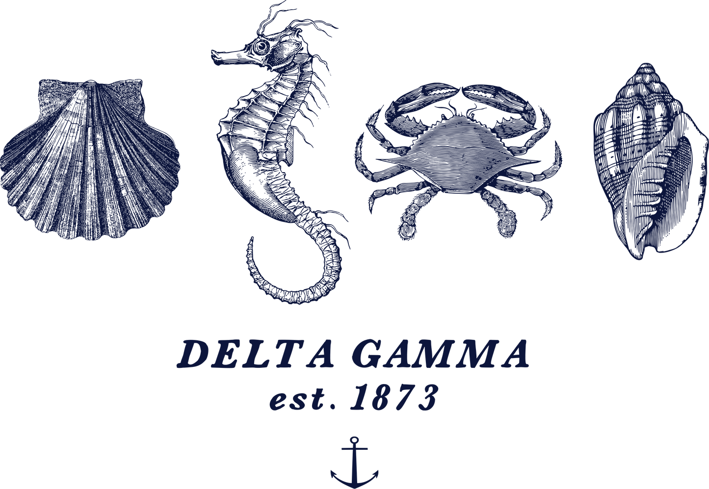 Delta Gamma Nautical Graphic T-Shirts