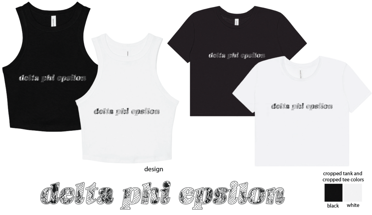 Delta Phi Epsilon Lace Print Cropped Tank