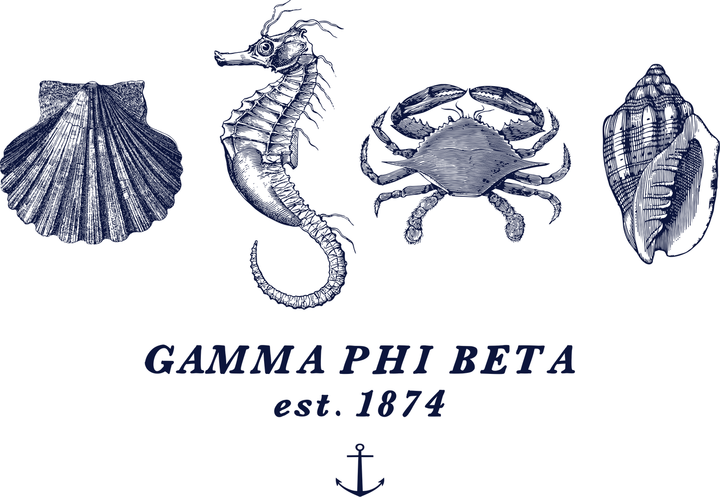 Gamma Phi Beta Nautical Graphic Crewnecks