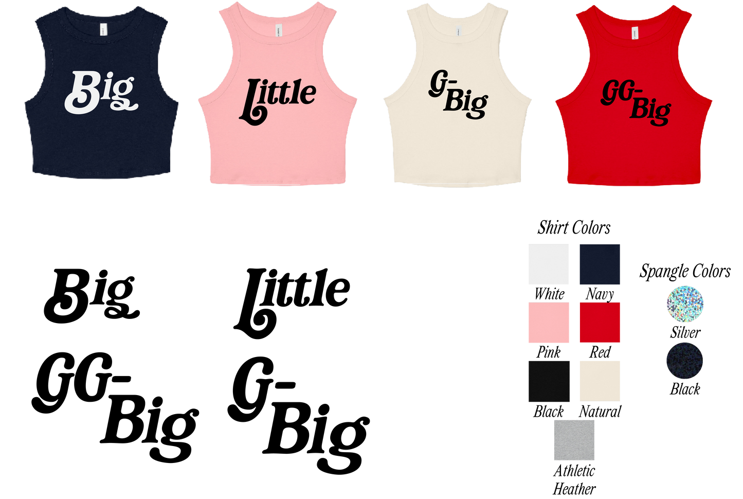 Big/Little Spangled Cropped Tank Tops