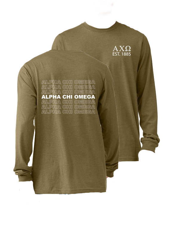 Alpha Chi Omega Repeating Name Long Sleeve T-Shirts