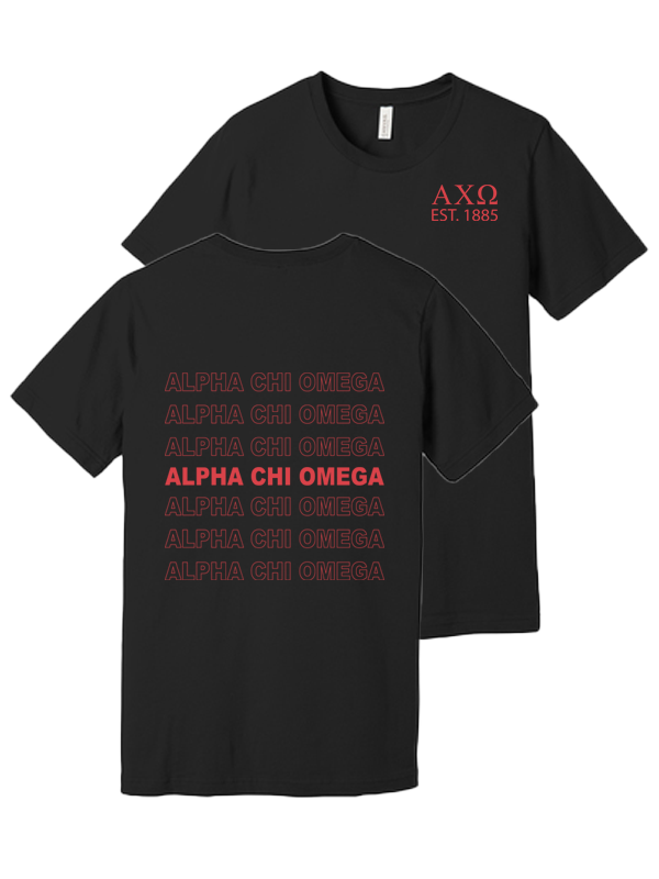 Alpha Chi Omega Repeating Name Short Sleeve T-Shirts