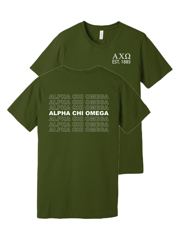 Alpha Chi Omega Repeating Name Short Sleeve T-Shirts
