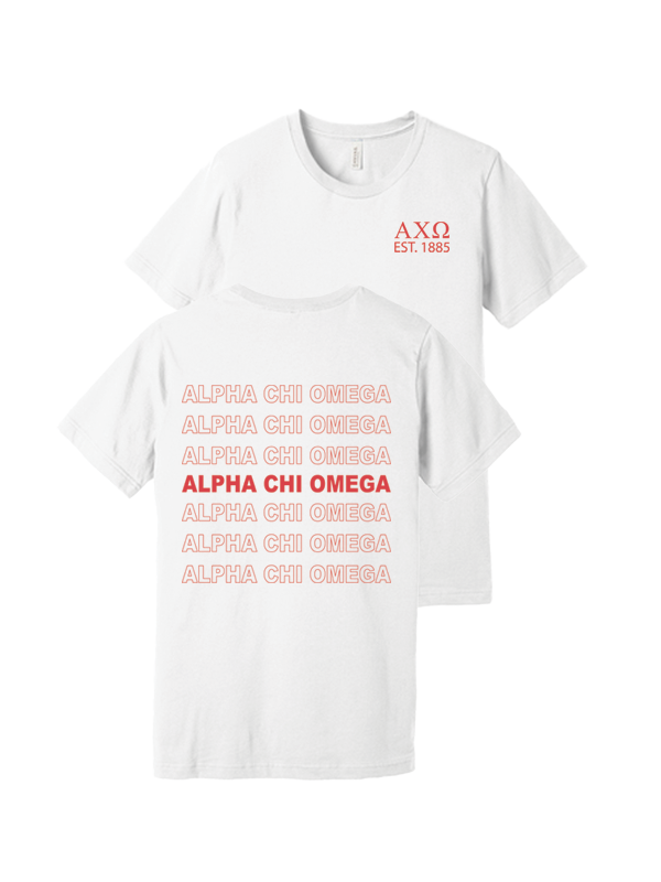 Alpha Chi Omega Repeating Name Short Sleeve T-Shirts