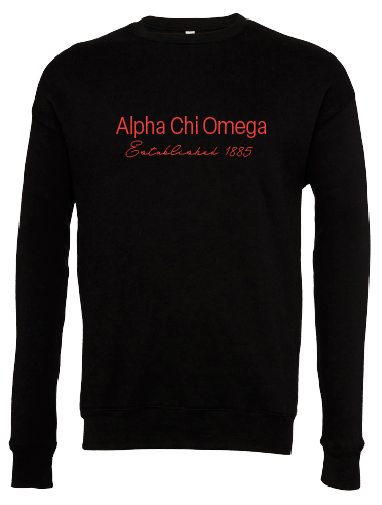 Alpha Chi Omega Embroidered Printed Name Crewneck Sweatshirts
