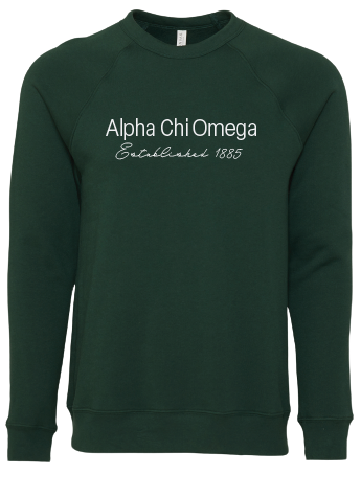 Alpha Chi Omega Embroidered Printed Name Crewneck Sweatshirts