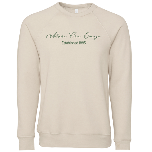 Alpha Chi Omega Embroidered Scripted Name Crewneck Sweatshirts