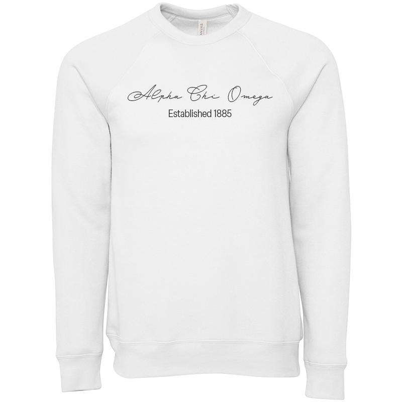 Alpha Chi Omega Embroidered Scripted Name Crewneck Sweatshirts