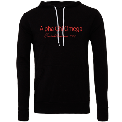 Alpha Chi Omega Embroidered Printed Name Hooded Sweatshirts