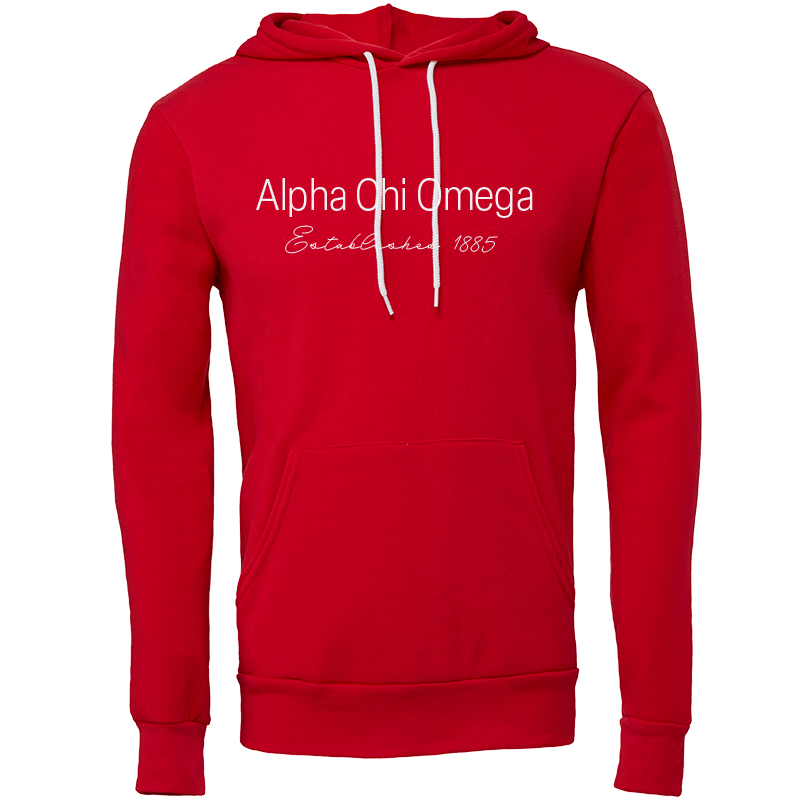 Alpha Chi Omega Embroidered Printed Name Hooded Sweatshirts