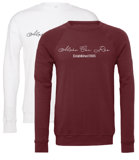 Alpha Chi Rho Embroidered Scripted Name Crewneck Sweatshirts