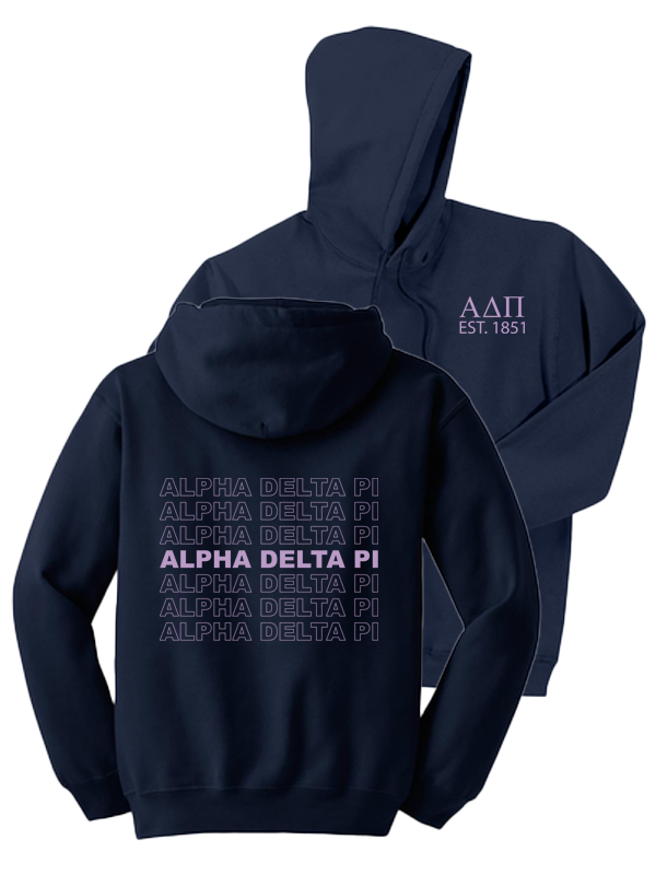 Alpha Delta Pi Repeating Name Hooded Sweatshirts
