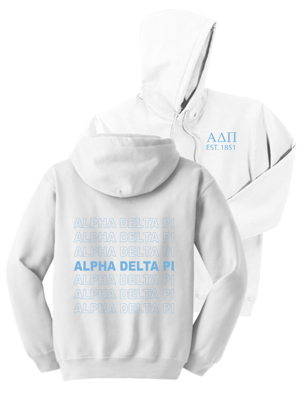 Alpha Delta Pi Repeating Name Hooded Sweatshirts