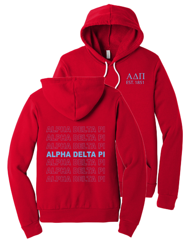 Alpha Delta Pi Repeating Name Hooded Sweatshirts