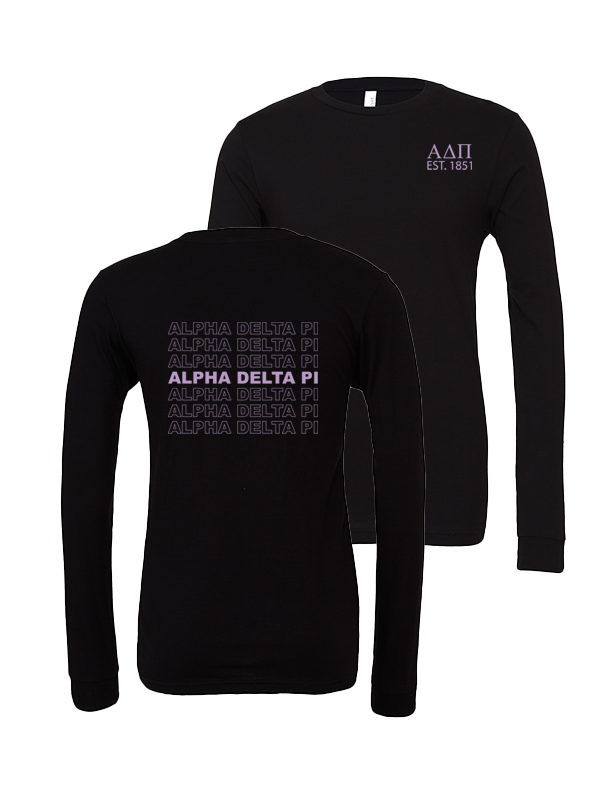 Alpha Delta Pi Repeating Name Long Sleeve T-Shirts