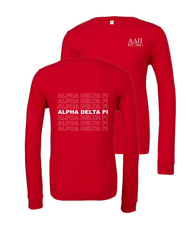 Alpha Delta Pi Repeating Name Long Sleeve T-Shirts