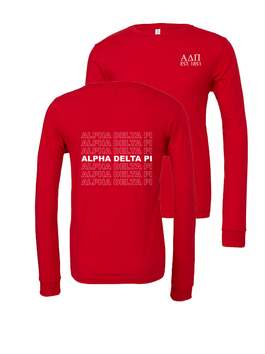 Alpha Delta Pi Repeating Name Long Sleeve T-Shirts