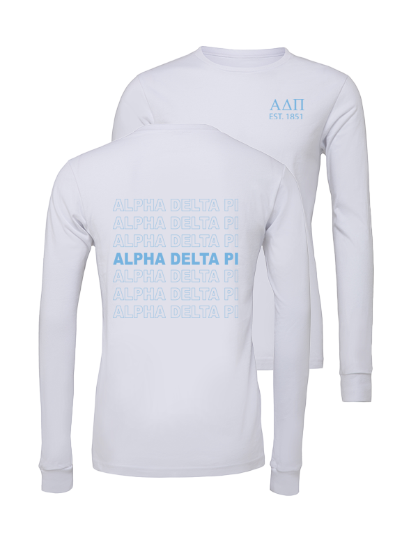 Alpha Delta Pi Repeating Name Long Sleeve T-Shirts