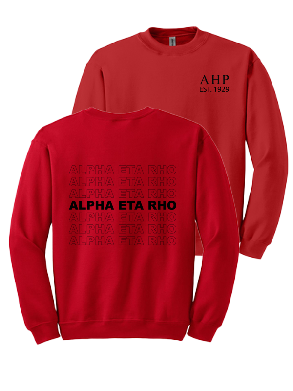 Alpha Eta Rho Repeating Name Crewneck Sweatshirts