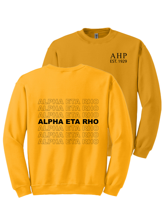 Alpha Eta Rho Repeating Name Crewneck Sweatshirts