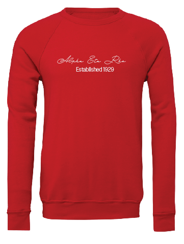 Alpha Eta Rho Embroidered Scripted Name Crewneck Sweatshirts