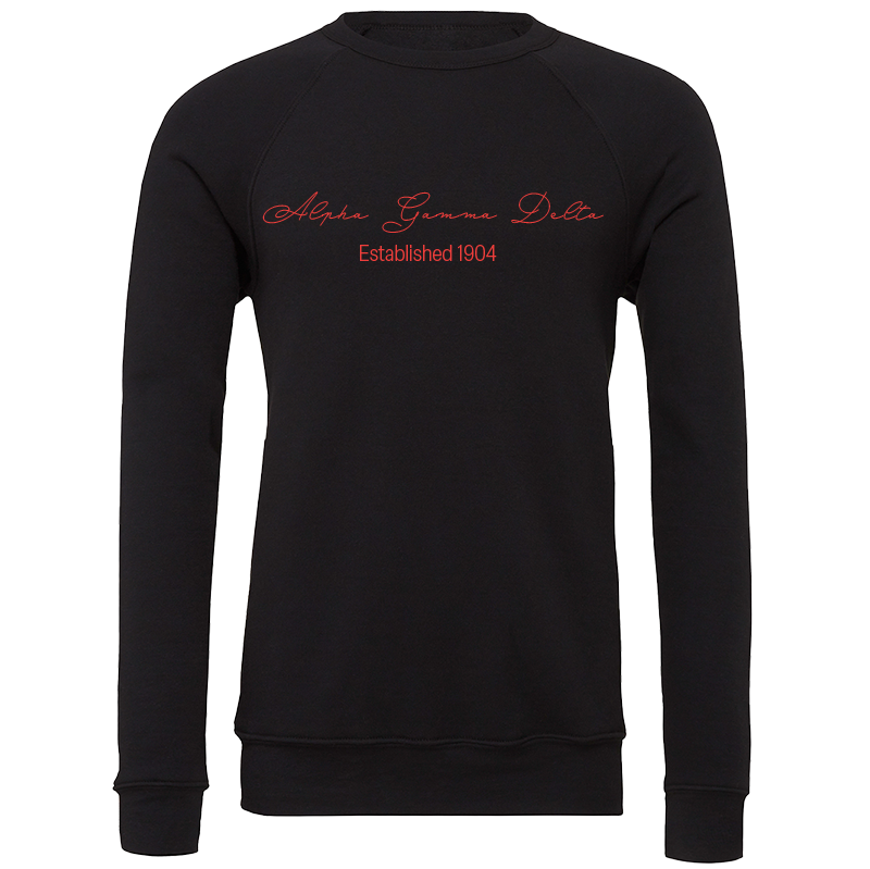 Alpha Gamma Delta Embroidered Scripted Name Crewneck Sweatshirts